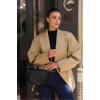 Kontrast Dikişli Çapraz Askılı El Ve Omuz Çantası Bej