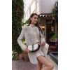 Diva Kontrast Tasarım Çapraz Askılı Kadın Çanta - Bordo-Krem