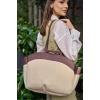 Kontrast Tote Çanta Taba Hasır