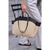 Kontrast Tote Çanta Taba Hasır