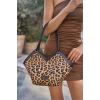 Fermuarlı Tote Çanta Leopar