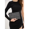 Bella Taşlı Clutch El Ve Omuz Kadın Çanta - Taş Sıralı