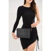 Bella Taşlı Clutch El Ve Omuz Kadın Çanta - Taş Sıralı