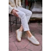 Kalın Bağcıklı Deri Görünümlü Spor Ayakkabı Sneaker Gümüş