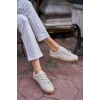 Kalın Bağcıklı Deri Görünümlü Spor Ayakkabı Sneaker Gümüş