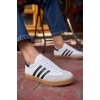 Kontrast Parçalı Spor Ayakkabı Sneaker Yeşil-Beyaz Süet