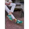 Kontrast Parçalı Spor Ayakkabı Sneaker Yeşil-Beyaz Süet