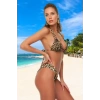 Desenli Üçgen Bikini Takımı Ergonomik Kesim Klora Dayanıklı Yaz Koleksiyonu Hızlı Kuruyan