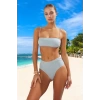 Straplez Simli Bikini Takımı Ergonomik Kesim Hızlı Kuruyan UV Korumalı Esnek Kumaş