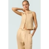 100 Keten Bluz Dik Yaka Kolsuz Fitted Günlük Stil Trend Tasarım Özenle Seçilmiş Özel