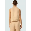 100 Keten Bluz Dik Yaka Kolsuz Fitted Günlük Stil Trend Tasarım Özenle Seçilmiş Özel