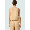 100 Keten Bluz Dik Yaka Kolsuz Fitted Günlük Stil Trend Tasarım Özenle Seçilmiş Özel