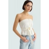 100 Pamuk Gabardin Bluz Kolsuz Straplez Fitted Kemerli Şık Profesyonel Görünüm Rahat Kullanım