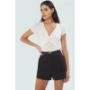 100 Polyester Fitted Vücut Bluz Renk V Yaka Yazlık Şık Görünüm Zarifane Tasarım Uzun Ömürlü