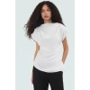 100 Polyester Krep Kumaş Kadın Bluz Dik Yaka Fitted Yazlık Yüksek Kalite Konforlu Kesim