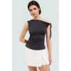 100% Polyester Micro Dokuma Bluz Asimetrik Yaka Fitted Kalıp Yazlık ve Rahat Mükemmel Uyum
