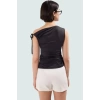 100% Polyester Micro Dokuma Bluz Asimetrik Yaka Fitted Kalıp Yazlık ve Rahat Mükemmel Uyum