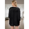 100 Polyester Saten Pijama Takımı Rahat Şal Yaka Boru Paça Modern Stil Yüksek Kalite