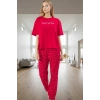 2li Kadın Pijama Takımı Pamuklu Regular Kalıp Kalpli Desen Profesyonel Görünüm