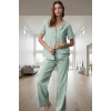 2li Pamuklu Pijama Takımı Regular Kalıp Flamlı Pamuk Kumaş Ev Konforu Rahat Kullanım