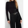 Women Fashion Stylish Stand Collar Standard Sleeve Regular Special Yarn Knitwear Sweater