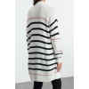 Womens Modern Style Casual Long Crew Neck Striped Sleeve Regular Knitwear Sweater