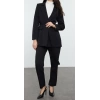 Fashion High Waist Jacket Collar Casual Tie Detailed Lined Crepe Jacket-Pants Woven Bottom-Top Set
