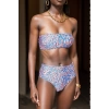 Kadın Yüksek Bel Straplez Bikini Takımı Bandeau Üst Çıkarılabilir Pedli Şık Plaj Hipster Mayo