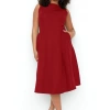 New Comfortable Day Night Crepe Woven Crew Neck Strap Sleeve A-Line Midi Length Plus Size Dress