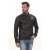 Erkek Minimal ve Çekici Derimont Ceket Erkek Hakiki Kuzu Derisi Slim Fit Siyah Mont