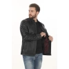 Erkek Kapitone Detaylı Derimont Şık Modern Hakiki Kuzu Derisi Erkek Siyah El Yapımı Biker Mont