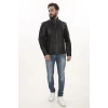 Erkek Motorcu Ruhuna Hitap Eden Derimont Slim Fit Hakiki Kuzu Derisi Siyah Erkek Deri Ceket