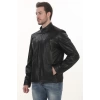 Erkek Motorcu Ruhuna Hitap Eden Derimont Slim Fit Hakiki Kuzu Derisi Siyah Erkek Deri Ceket