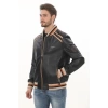 Erkek Spor ve Şıklık Bir Arada Derimont Varsity Hakiki Kuzu Derisi Bomber Ceket Erkek Mont