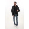 Erkek Kış Konforu Derimont Hakiki Kuzu Derisi Erkek Mont Kürklü Kapüşonlu Deri Erkek Kaban