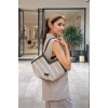 Kadın Örgü Dokulu Deri Kenarlı Omuz Taşımalı Fermuarlı Geniş Hacimli Tote Çanta