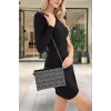 Gece Davetleri İçin Damla Taş Detaylı Zincir Askılı Şık Clutch El ve Omuz Çantası