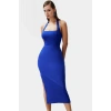 Kadın Finike Dokuma Bodycon Midi Elbise Kare Yaka Yazlık Özel Günler İçin Günlük Kullanım İçin