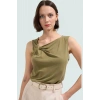 71% Modal 29% Polyester Bluz Büzgü Detaylı Asimetrik Yaka Regular Premium Kalite