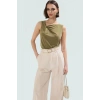 71% Modal 29% Polyester Bluz Büzgü Detaylı Asimetrik Yaka Regular Premium Kalite