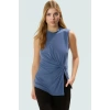 71% Modal 29% Polyester Bluz Dik Yaka Asimetrik Kolsuz Tasarım Kaliteli İşçilik Uzun Ömürlü