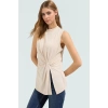 71% Modal 29% Polyester Bluz Dik Yaka Asimetrik Kolsuz Tasarım Kaliteli İşçilik Uzun Ömürlü