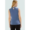 71% Modal 29% Polyester Bluz Dik Yaka Asimetrik Kolsuz Tasarım Kaliteli İşçilik Uzun Ömürlü