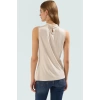 71% Modal 29% Polyester Bluz Dik Yaka Asimetrik Kolsuz Tasarım Kaliteli İşçilik Uzun Ömürlü