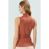 96 Polyester 4 Elastan Fitted Örme Bluz Dik Yaka Kemer Detayı Uzun Ömürlü Profesyonel Görünüm