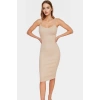 97 Pamuk 3 Elastan İnce Askılı Bodycon Midi Elbise Rahat Günlük Stil Premium Kalite