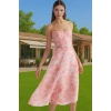 A Kesim Çiçek Desenli Şifon Abiye Elbise Trend Tasarım Kaliteli İşçilik Premium Kalite Modern Stil