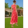 A Kesim Çiçek Desenli Tül Abiye Elbise Belden Açılan Etek Detaylı Şık Görünüm Modern Stil