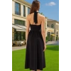 A Kesim Fiyonk Detaylı Midi Dokuma Abiye Elbise Günlük Kullanım İçin Özel Tasarım Modern Stil