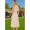 A Kesim Halter Yaka Midi Viskoz Elbise Kuşaklı Günlük Yaz Günlük Kullanım İçin Trend Tasarım